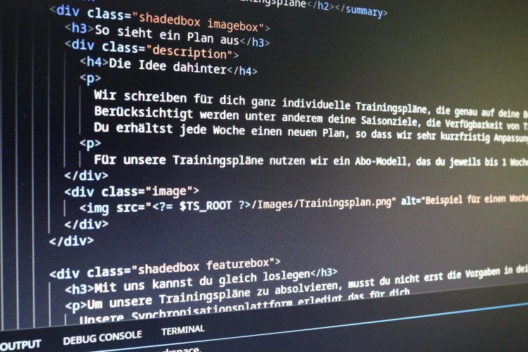 HTML-Code der neuen Seite